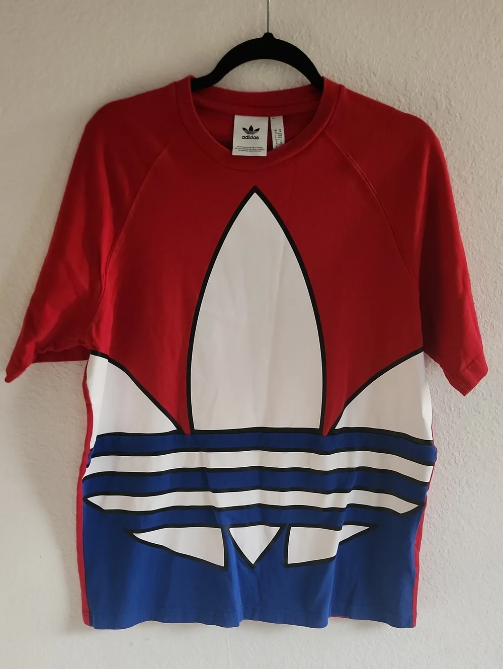 adidas Originals Big Trefoil Graphic Tee Red Blue White Men’s Size M 100% Cotton